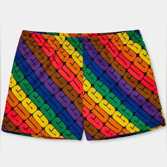 UGG Noni Multicolor Logo Fleece Shorts - Picture 3 of 7